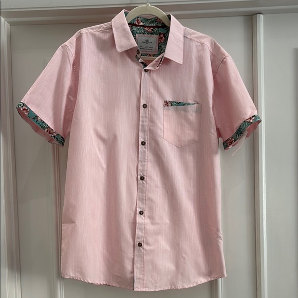Craft & Flow Other - Craft & Flow NWT L Men's Pink Short Sleeve Tropical Shirt